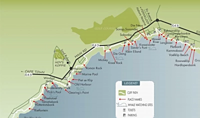 Hermanus map, showing the cliff path